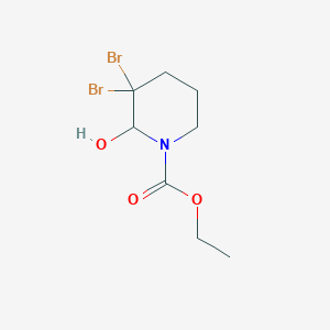 molecular formula C8H13Br2NO3 B14366032 Ethyl 3,3-dibromo-2-hydroxypiperidine-1-carboxylate CAS No. 92137-18-3