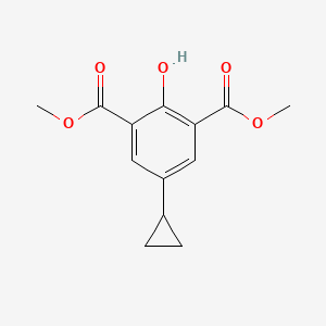 molecular formula C13H14O5 B14366086 Dimethyl 5-cyclopropyl-2-hydroxybenzene-1,3-dicarboxylate CAS No. 90253-18-2