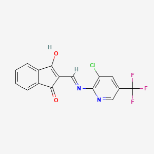 molecular formula C16H8ClF3N2O2 B1436614 2-(((3-Chloro-5-(trifluoromethyl)-2-pyridyl)amino)methylene)indane-1,3-dione CAS No. 366021-91-2
