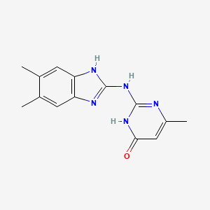 molecular formula C14H15N5O B1436615 2-[(5,6-Dimethyl-1h-benzimidazol-2-yl)amino]-6-methylpyrimidin-4(1h)-one CAS No. 42389-41-3