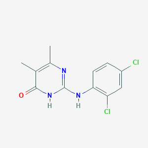 molecular formula C12H11Cl2N3O B1436622 2-[(2,4-dichlorophenyl)amino]-5,6-dimethylpyrimidin-4(3H)-one CAS No. 1374509-56-4