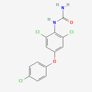 molecular formula C13H9Cl3N2O2 B14366253 N-[2,6-Dichloro-4-(4-chlorophenoxy)phenyl]urea CAS No. 90934-26-2