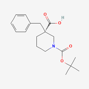 molecular formula C18H25NO4 B1436631 (R)-3-Benzyl-1-(tert-butoxycarbonyl)piperidine-3-carboxylic acid CAS No. 339539-81-0