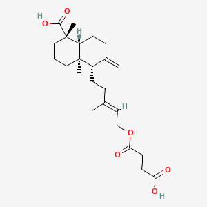 molecular formula C24H36O6 B14366363 Butanedioic acid, mono((2E)-5-((1S,4aR,5S,8aR)-5-carboxydecahydro-5,8a-dimethyl-2-methylene-1-naphthalenyl)-3-methyl-2-pentenyl) ester CAS No. 90374-86-0