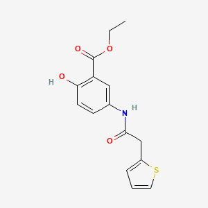 molecular formula C15H15NO4S B14366417 Ethyl 2-hydroxy-5-[2-(thiophen-2-yl)acetamido]benzoate CAS No. 90056-00-1