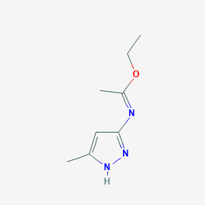 molecular formula C8H13N3O B14366428 Ethyl (1E)-N-(5-methyl-1H-pyrazol-3-yl)ethanimidate CAS No. 93846-27-6