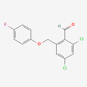 molecular formula C14H9Cl2FO2 B1436646 2,4-Dichloro-6-(4-fluoro-phenoxymethyl)-benzaldehyde CAS No. 886362-88-5