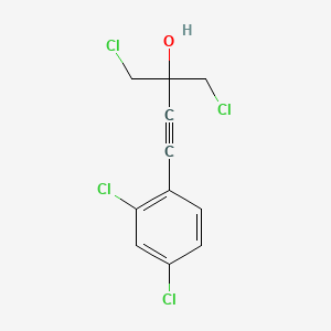 molecular formula C11H8Cl4O B14366477 1-Chloro-2-(chloromethyl)-4-(2,4-dichlorophenyl)but-3-yn-2-ol CAS No. 90160-67-1