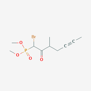 molecular formula C10H16BrO4P B14366492 Dimethyl (1-bromo-3-methyl-2-oxohept-5-yn-1-yl)phosphonate CAS No. 90016-40-3
