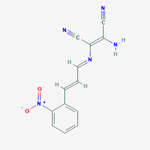 molecular formula C13H9N5O2 B1436651 (2Z)-2-amino-3-[(E)-[(2E)-3-(2-nitrophenyl)prop-2-en-1-ylidene]amino]but-2-enedinitrile CAS No. 1025261-91-9