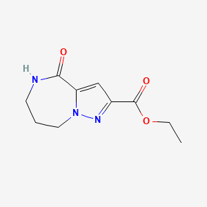 molecular formula C10H13N3O3 B1436654 Ethyl 4-oxo-5,6,7,8-tetrahydro-4H-pyrazolo[1,5-A][1,4]diazepine-2-carboxylate CAS No. 604003-26-1