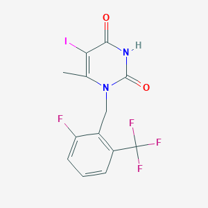molecular formula C13H9F4IN2O2 B1436658 1-(2-氟-6-(三氟甲基)苄基)-5-碘-6-甲基嘧啶-2,4(1H,3H)-二酮 CAS No. 1150560-54-5