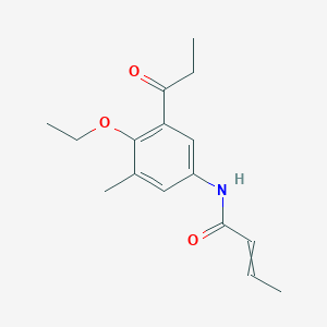 molecular formula C16H21NO3 B14366599 N-(4-Ethoxy-3-methyl-5-propanoylphenyl)but-2-enamide CAS No. 90257-62-8