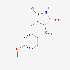 molecular formula C11H12N2O4 B14366610 5-Hydroxy-1-[(3-methoxyphenyl)methyl]imidazolidine-2,4-dione CAS No. 92764-15-3