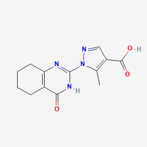 molecular formula C13H14N4O3 B1436663 5-methyl-1-(4-oxo-3,4,5,6,7,8-hexahydroquinazolin-2-yl)-1H-pyrazole-4-carboxylic acid CAS No. 1177204-21-5