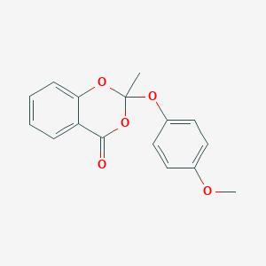molecular formula C16H14O5 B14366683 2-(4-Methoxyphenoxy)-2-methyl-2H,4H-1,3-benzodioxin-4-one CAS No. 90998-03-1