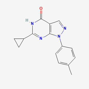 molecular formula C15H14N4O B1436669 6-cyclopropyl-1-(4-methylphenyl)-1,5-dihydro-4H-pyrazolo[3,4-d]pyrimidin-4-one CAS No. 1105198-46-6