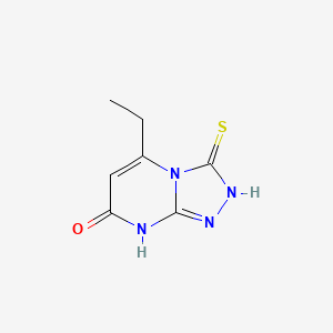 molecular formula C7H8N4OS B1436672 5-乙基-3-巯基[1,2,4]三唑并[4,3-{a}]嘧啶-7(8{H})-酮 CAS No. 1105189-36-3