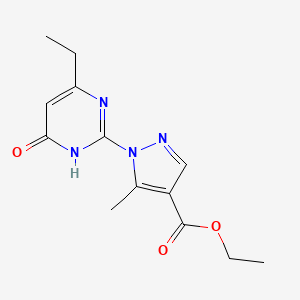 molecular formula C13H16N4O3 B1436677 ethyl 1-(4-ethyl-6-oxo-1,6-dihydropyrimidin-2-yl)-5-methyl-1H-pyrazole-4-carboxylate CAS No. 1171090-52-0