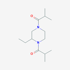 molecular formula C14H26N2O2 B14366772 1,1'-(2-Ethylpiperazine-1,4-diyl)bis(2-methylpropan-1-one) CAS No. 90043-74-6