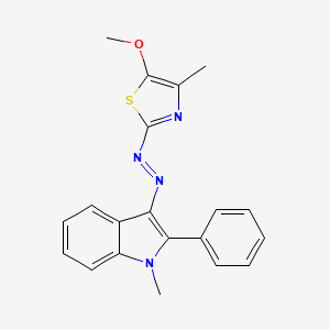 molecular formula C20H18N4OS B14366798 3-[(E)-(5-Methoxy-4-methyl-1,3-thiazol-2-yl)diazenyl]-1-methyl-2-phenyl-1H-indole CAS No. 93128-95-1