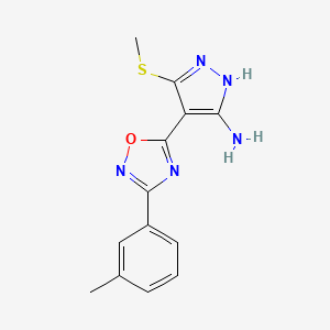 molecular formula C13H13N5OS B1436682 3-(methylthio)-4-(3-(m-tolyl)-1,2,4-oxadiazol-5-yl)-1H-pyrazol-5-amine CAS No. 1188304-91-7