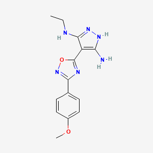 molecular formula C14H16N6O2 B1436685 3-N-乙基-4-[3-(4-甲氧基苯基)-1,2,4-噁二唑-5-基]-1H-吡唑-3,5-二胺 CAS No. 1188305-09-0