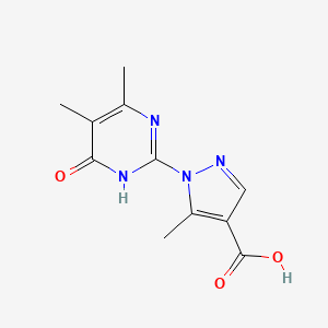 molecular formula C11H12N4O3 B1436701 1-(4,5-二甲基-6-氧代-1,6-二氢嘧啶-2-基)-5-甲基-1H-吡唑-4-羧酸 CAS No. 1286720-65-7