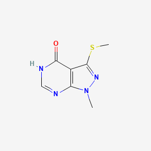 molecular formula C7H8N4OS B1436708 1-methyl-3-(methylsulfanyl)-1H,4H,5H-pyrazolo[3,4-d]pyrimidin-4-one CAS No. 1315367-24-8