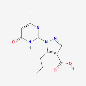 molecular formula C12H14N4O3 B1436710 1-(4-methyl-6-oxo-1,6-dihydropyrimidin-2-yl)-5-propyl-1H-pyrazole-4-carboxylic acid CAS No. 1350988-92-9