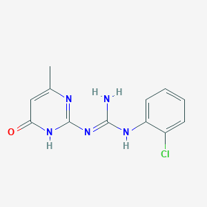 molecular formula C12H12ClN5O B1436717 N-(2-chlorophenyl)-N'-(6-methyl-4-oxo-1,4-dihydropyrimidin-2-yl)guanidine CAS No. 857413-65-1