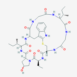 molecular formula C39H55N9O9S B143672 1-(L-2-Aminobutanoic acid)-3-L-isoleucine-4-(2-mercapto-L-tryptophan)-alpha-amanitin de-S-oxide CAS No. 129274-06-2