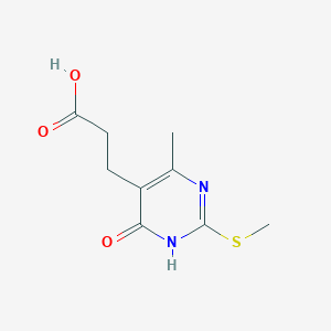 molecular formula C9H12N2O3S B1436728 3-[4-甲基-2-(甲硫基)-6-氧代-1,6-二氢嘧啶-5-基]丙酸 CAS No. 923106-66-5