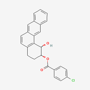 molecular formula C25H19ClO3 B14367339 Benzoic acid, 4-chloro-, 1,2,3,4-tetrahydro-1-hydroxybenz(a)anthracen-2-yl ester, (1S-cis)- CAS No. 91366-00-6