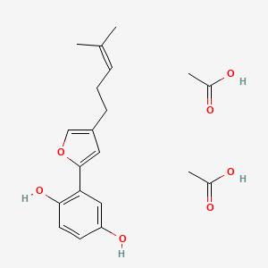 molecular formula C20H26O7 B14367347 Acetic acid;2-[4-(4-methylpent-3-enyl)furan-2-yl]benzene-1,4-diol CAS No. 90685-57-7