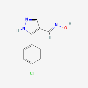 molecular formula C10H8ClN3O B1436736 3-(4-chlorophenyl)-1H-pyrazole-4-carbaldehyde oxime CAS No. 1199253-23-0