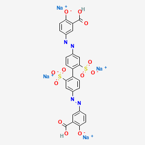 molecular formula C26H14N4Na4O12S2 B1436740 Benzoic acid, 3,3'-[(2,2'-disulfo[1,1'-biphenyl]-4,4'-diyl)bis(azo)]bis[6-hydroxy-, tetrasodium salt CAS No. 6232-49-1