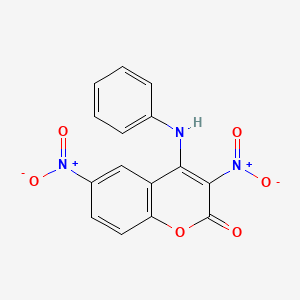 molecular formula C15H9N3O6 B14367484 2H-1-Benzopyran-2-one, 3,6-dinitro-4-(phenylamino)- CAS No. 93360-62-4