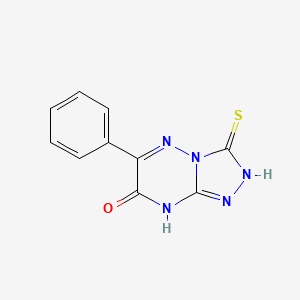 molecular formula C10H7N5OS B1436751 3-mercapto-6-phenyl[1,2,4]triazolo[4,3-b][1,2,4]triazin-7(8H)-one CAS No. 888-26-6
