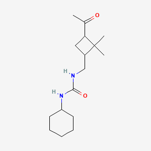 molecular formula C16H28N2O2 B14367532 N-[(3-Acetyl-2,2-dimethylcyclobutyl)methyl]-N'-cyclohexylurea CAS No. 90156-29-9