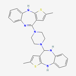 molecular formula C28H26N6S2 B1436755 (E)-2-Methyl-4-(4-(2-methyl-5,10-dihydro-4h-benzo[b]thieno[2,3-e][1,4]diazepin-4-yl)piperazin-1-yl)-10h-benzo[b]thieno[2,3-e][1,4]diazepine CAS No. 1070876-09-3