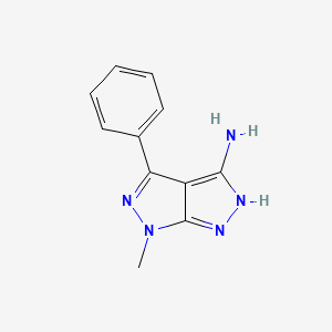 molecular formula C11H11N5 B1436764 6-methyl-4-phenyl-1H,6H-[1,2]diazolo[3,4-c]pyrazol-3-amine CAS No. 1311315-70-4