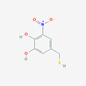 molecular formula C7H7NO4S B143677 1,2-Benzenediol, 5-(mercaptomethyl)-3-nitro-(9CI) CAS No. 137444-26-9