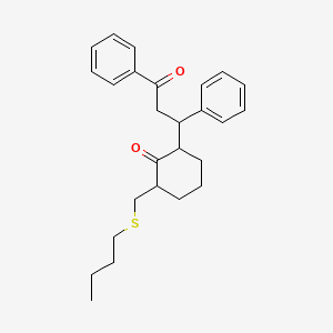 molecular formula C26H32O2S B14367769 2-[(Butylsulfanyl)methyl]-6-(3-oxo-1,3-diphenylpropyl)cyclohexan-1-one CAS No. 91667-41-3