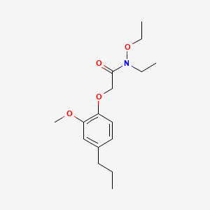 molecular formula C16H25NO4 B14367850 Acetohydroxamic acid, N,O-diethyl-2-(2-methoxy-4-propylphenoxy)- CAS No. 93146-61-3
