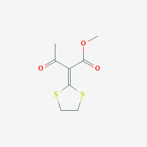 molecular formula C8H10O3S2 B14368011 Butanoic acid, 2-(1,3-dithiolan-2-ylidene)-3-oxo-, methyl ester CAS No. 91256-47-2
