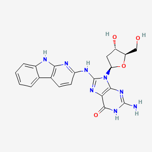 molecular formula C21H20N8O4 B1436814 2'-Deoxy-8-[(9H-pyrido[2,3-b]indol-2-yl)amino]guanosine CAS No. 269736-22-3