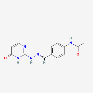 molecular formula C14H15N5O2 B14368213 N-[4-[(Z)-[(4-Methyl-6-oxo-3H-pyrimidin-2-YL)hydrazinylidene]methyl]phenyl]acetamide CAS No. 92295-31-3