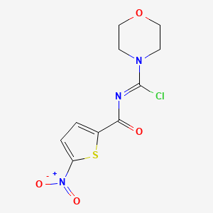 molecular formula C10H10ClN3O4S B14368362 N-(5-Nitrothiophene-2-carbonyl)morpholine-4-carboximidoyl chloride CAS No. 90036-26-3