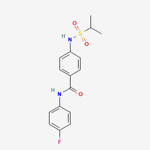 molecular formula C16H17FN2O3S B14368457 N-(4-Fluorophenyl)-4-[(propane-2-sulfonyl)amino]benzamide CAS No. 90233-99-1
